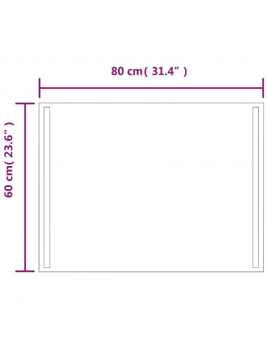 Specchio da Bagno con Luci LED 80x60 cm