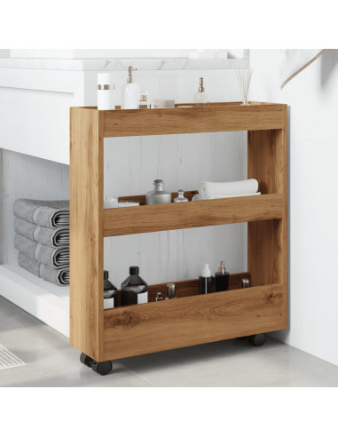 Carrello Stretto a 3 Livelli Rovere Artigianale in Truciolato