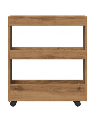 Carrello Stretto a 3 Livelli Rovere Artigianale in Truciolato