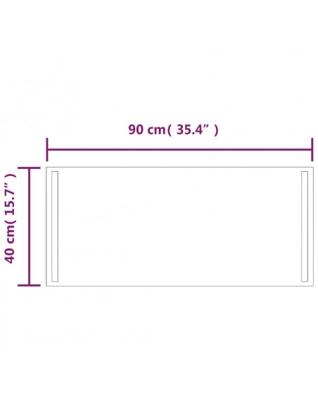 Specchio da Bagno con Luci LED 90x40 cm