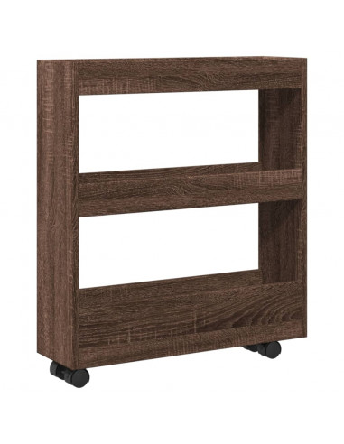 Carrello Stretto a 3 Livelli Rovere Marrone in Truciolato