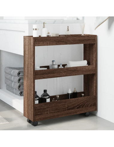 Carrello Stretto a 3 Livelli Rovere Marrone in Truciolato