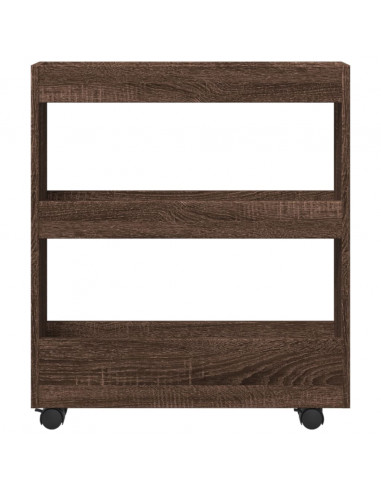 Carrello Stretto a 3 Livelli Rovere Marrone in Truciolato