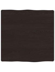 Piano Tavolo Marrone Scuro 40x40x(2-4)cm in Rovere Non Trattato 2