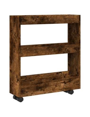 Carrello Stretto a 3 Livelli Rovere Sonoma in Truciolato