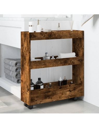 Carrello Stretto a 3 Livelli Rovere Sonoma in Truciolato