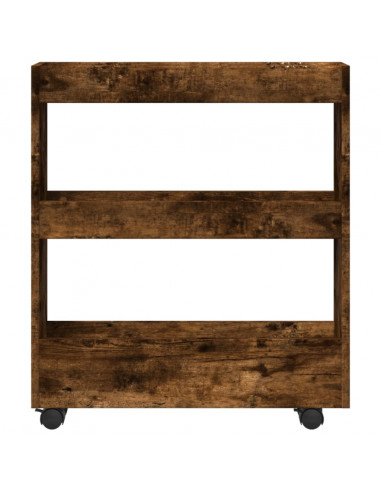 Carrello Stretto a 3 Livelli Rovere Sonoma in Truciolato