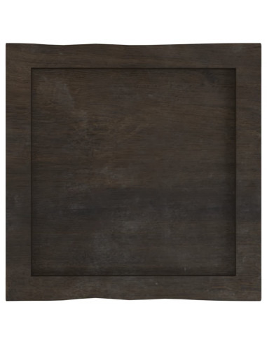 Piano Tavolo Marrone Scuro 40x40x(2-4)cm in Rovere Non Trattato