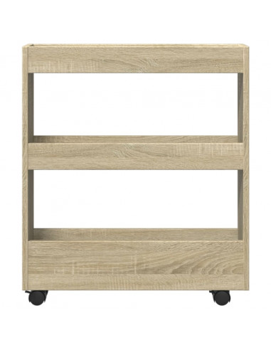 Carrello Stretto a 3 Livelli Rovere Sonoma in Truciolato