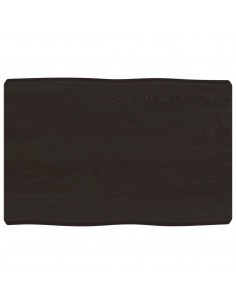 Piano Tavolo Marrone Scuro 60x40x(2-6)cm in Rovere Non Trattato 2