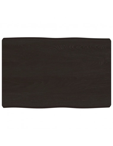 Piano Tavolo Marrone Scuro 60x40x(2-6)cm in Rovere Non Trattato