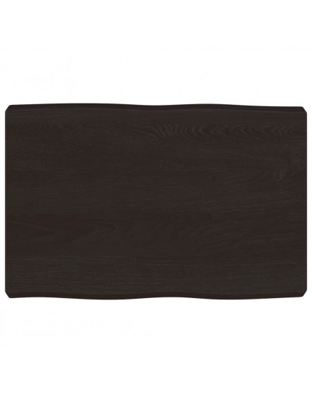 Piano Tavolo Marrone Scuro 60x40x(2-6)cm in Rovere Non Trattato