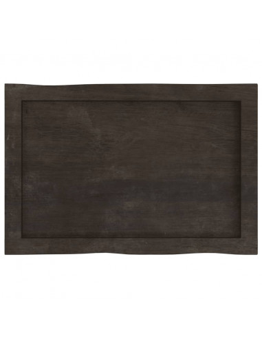 Piano Tavolo Marrone Scuro 60x40x(2-6)cm in Rovere Non Trattato