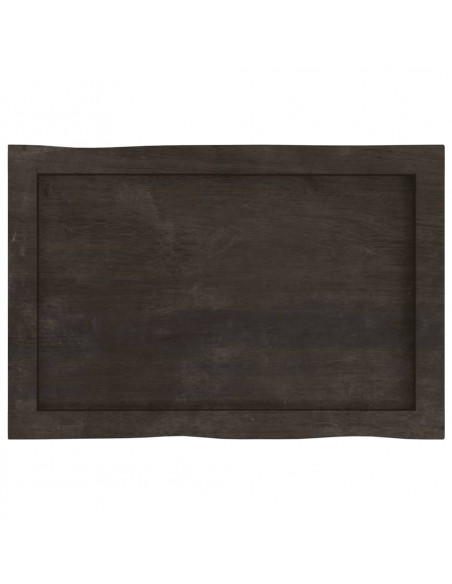 Piano Tavolo Marrone Scuro 60x40x(2-6)cm in Rovere Non Trattato