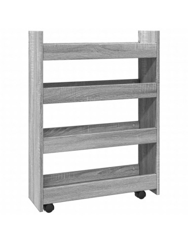 Carrello Stretto a 4 Livelli Grigio Sonoma in Truciolato