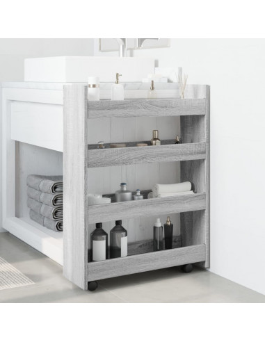 Carrello Stretto a 4 Livelli Grigio Sonoma in Truciolato