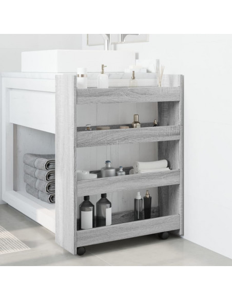 Carrello Stretto a 4 Livelli Grigio Sonoma in Truciolato