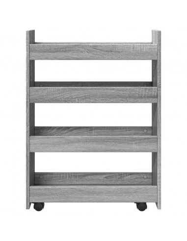 Carrello Stretto a 4 Livelli Grigio Sonoma in Truciolato