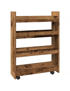 Carrello Stretto a 4 Livelli Legno Antico in Truciolato 2