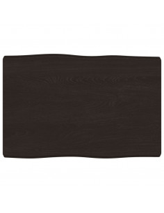 Piano Tavolo Marrone Scuro 60x40x(2-4)cm in Rovere Non Trattato 2