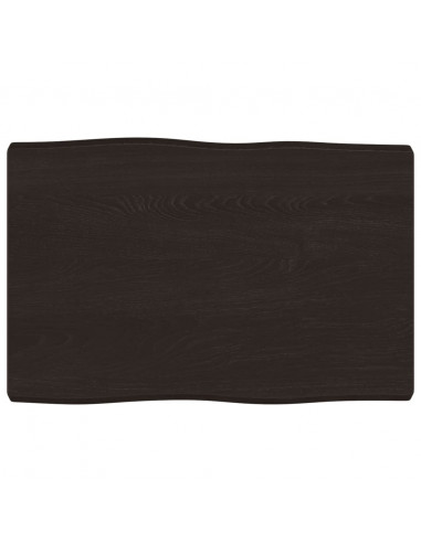 Piano Tavolo Marrone Scuro 60x40x(2-4)cm in Rovere Non Trattato