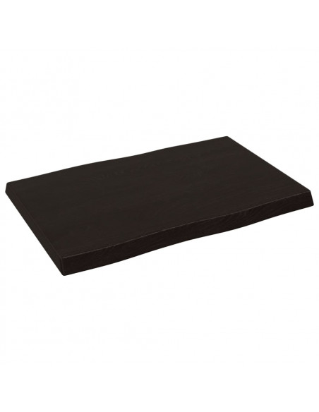 Piano Tavolo Marrone Scuro 60x40x(2-4)cm in Rovere Non Trattato
