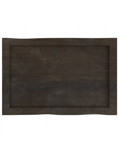 Piano Tavolo Marrone Scuro 60x40x(2-4)cm in Rovere Non Trattato