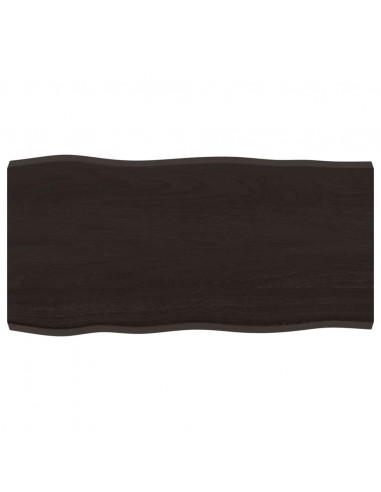 Piano Tavolo Marrone Scuro 80x40x(2-4)cm in Rovere Non Trattato