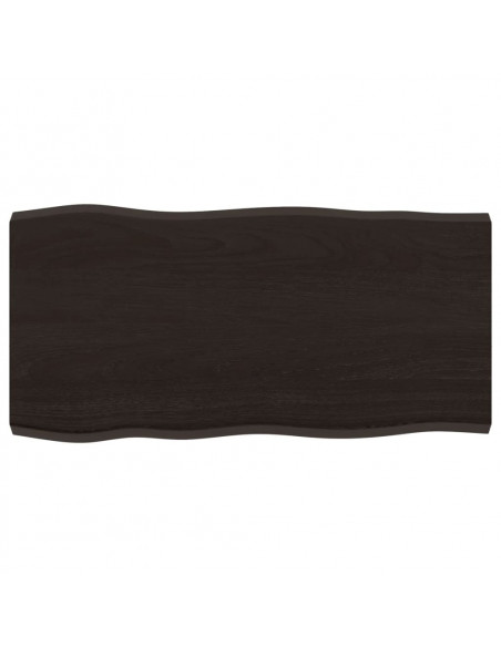 Piano Tavolo Marrone Scuro 80x40x(2-4)cm in Rovere Non Trattato