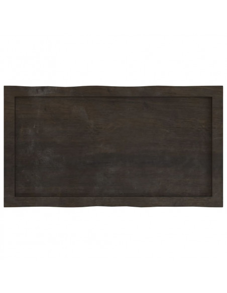Piano Tavolo Marrone Scuro 80x40x(2-4)cm in Rovere Non Trattato