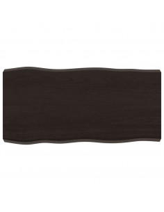 Piano Tavolo Marrone Scuro 80x40x(2-6)cm in Rovere Non Trattato 2