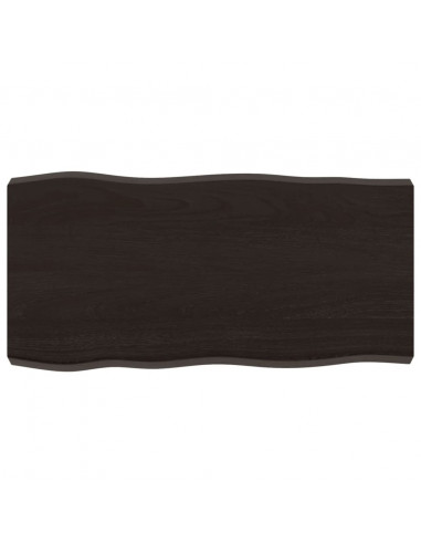 Piano Tavolo Marrone Scuro 80x40x(2-6)cm in Rovere Non Trattato