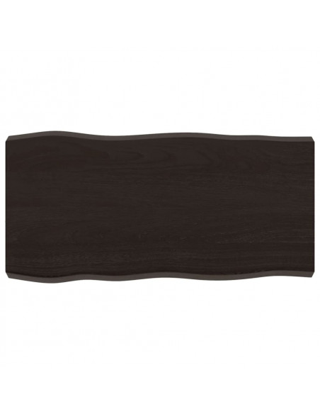 Piano Tavolo Marrone Scuro 80x40x(2-6)cm in Rovere Non Trattato