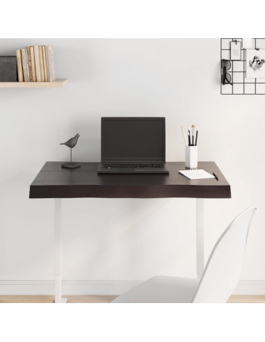 Piano Tavolo Marrone Scuro 80x40x(2-6)cm in Rovere Non Trattato