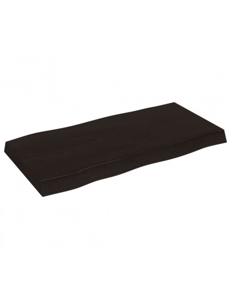 Piano Tavolo Marrone Scuro 80x40x(2-6)cm in Rovere Non Trattato