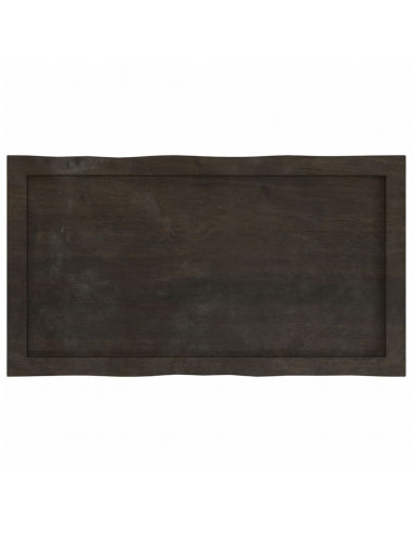 Piano Tavolo Marrone Scuro 80x40x(2-6)cm in Rovere Non Trattato