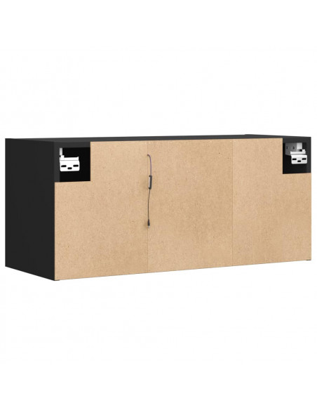 Mobile TV a Parete con Luci LED Nero 80x31x35 cm