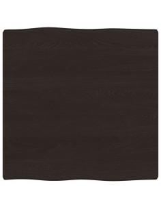 Piano Tavolo Marrone Scuro 60x60x(2-4)cm in Rovere Non Trattato 2