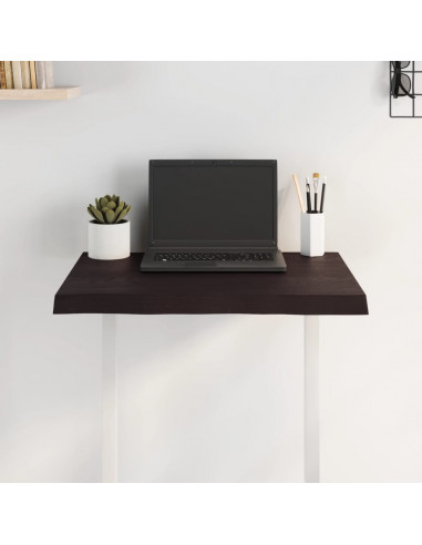 Piano Tavolo Marrone Scuro 60x60x(2-4)cm in Rovere Non Trattato