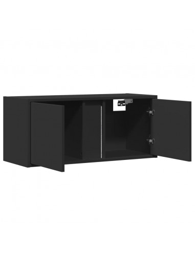 Mobile TV a Parete con Luci LED Nero 80x31x35 cm