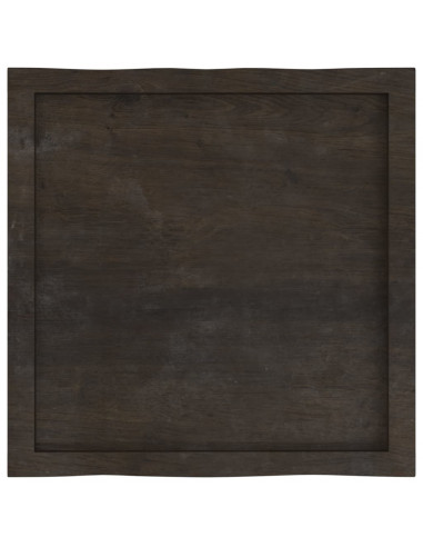 Piano Tavolo Marrone Scuro 60x60x(2-4)cm in Rovere Non Trattato