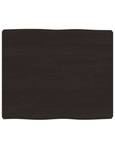 Piano Tavolo Marrone Scuro 60x50x(2-6)cm in Rovere Non Trattato