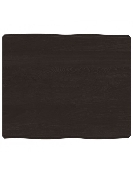 Piano Tavolo Marrone Scuro 60x50x(2-6)cm in Rovere Non Trattato