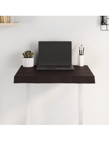 Piano Tavolo Marrone Scuro 60x50x(2-6)cm in Rovere Non Trattato