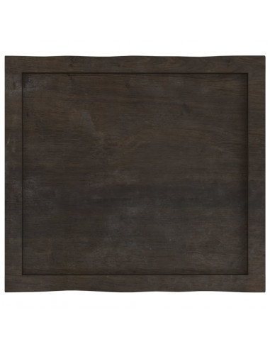Piano Tavolo Marrone Scuro 60x50x(2-6)cm in Rovere Non Trattato