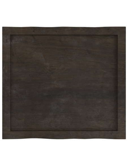 Piano Tavolo Marrone Scuro 60x50x(2-6)cm in Rovere Non Trattato