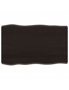 Piano Tavolo Marrone Scuro 80x50x(2-6)cm in Rovere Non Trattato 2