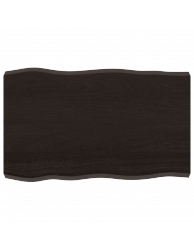 Piano Tavolo Marrone Scuro 80x50x(2-6)cm in Rovere Non Trattato