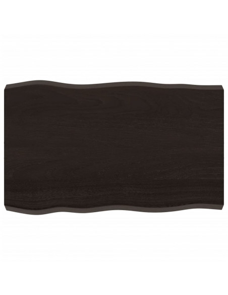 Piano Tavolo Marrone Scuro 80x50x(2-6)cm in Rovere Non Trattato