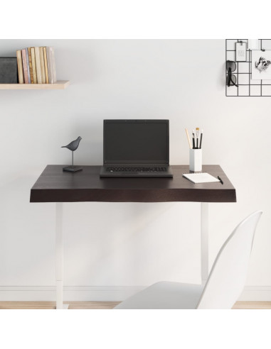 Piano Tavolo Marrone Scuro 80x50x(2-6)cm in Rovere Non Trattato